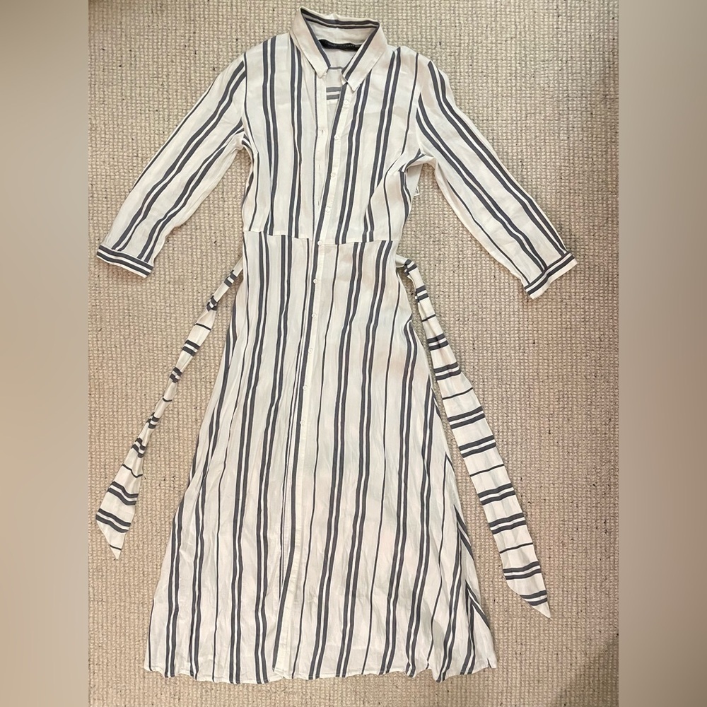 Zara Striped Maxi Shirt Dress - Picture 5 of 10